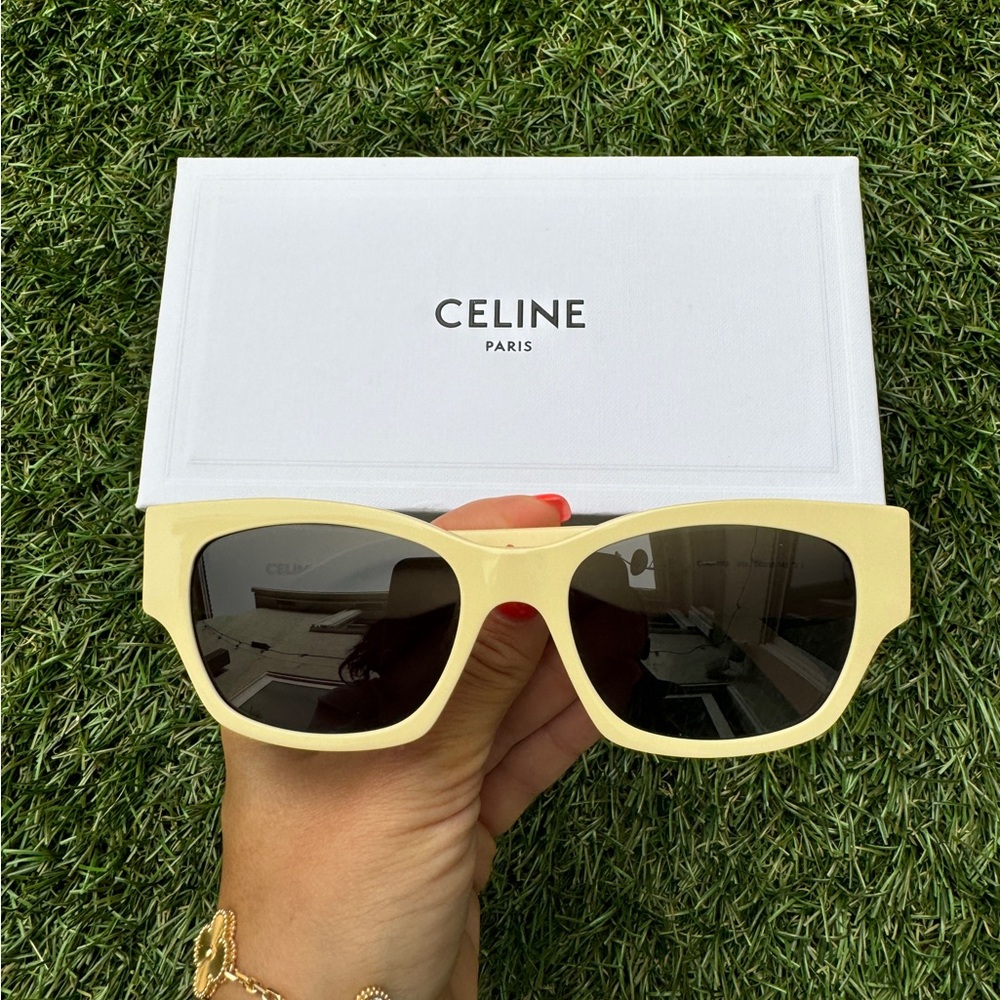 Celine MONOCHROMS CL40197U 39A Cat Eye Yellow Grey Lens Sunglasses